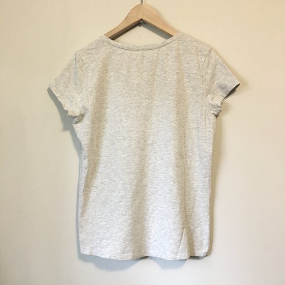 Grey Heathered Cotton V-Neck Stretch Tee - Picture 2 of 13